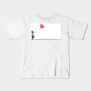 Girl Balloon Composing Child Heart  T-Shirt Kids T-Shirt